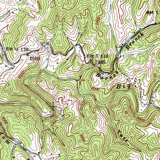 Topographic Map of Barnes Branch, NC