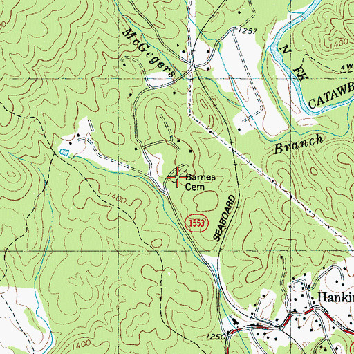 Topographic Map of Barnes Cemetery, NC