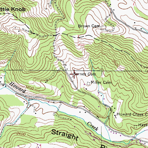 Topographic Map of Barnes Cemetery, NC
