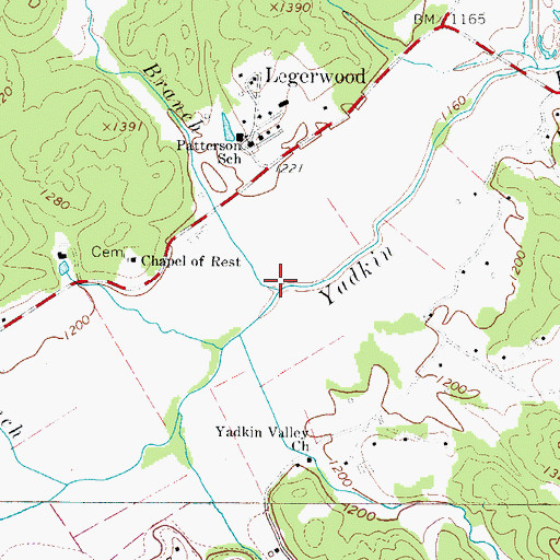 Topographic Map of Barnett Branch, NC