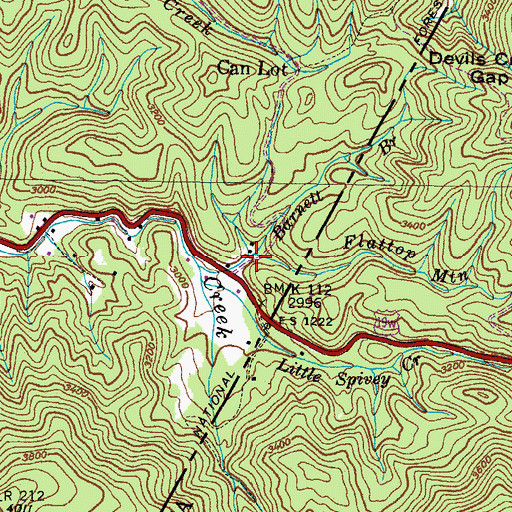 Topographic Map of Barnett Branch, NC