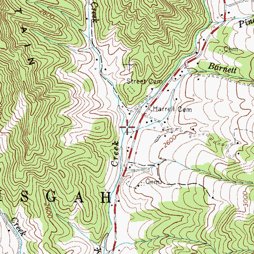 Topographic Map of Barnett Branch, NC