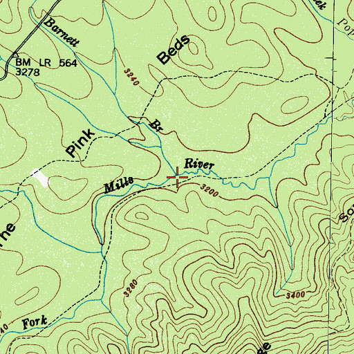 Topographic Map of Barnett Branch, NC