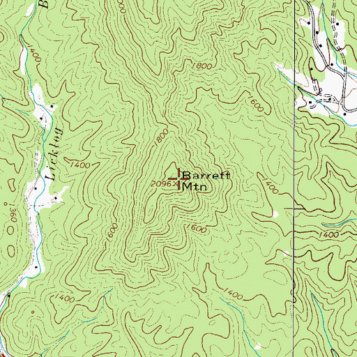 Topographic Map of Barrett Mountain, NC