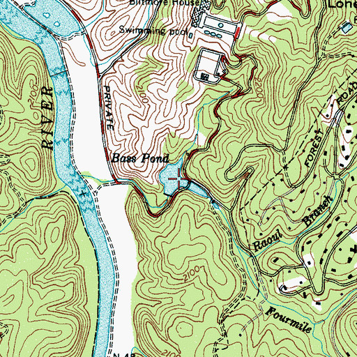 Topographic Map of Bass Pond, NC