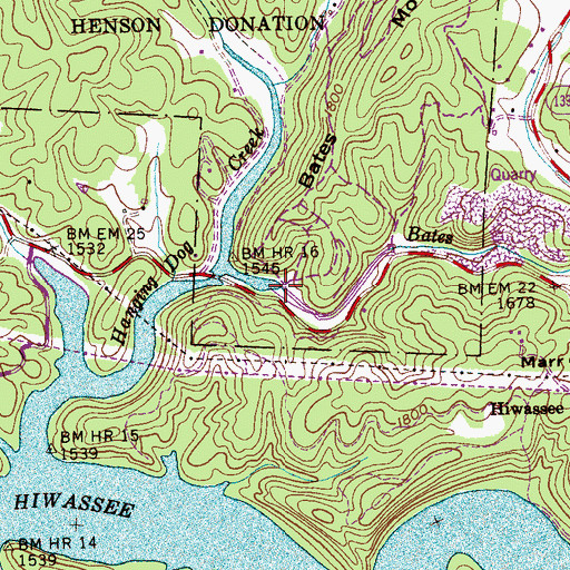 Topographic Map of Bates Creek, NC