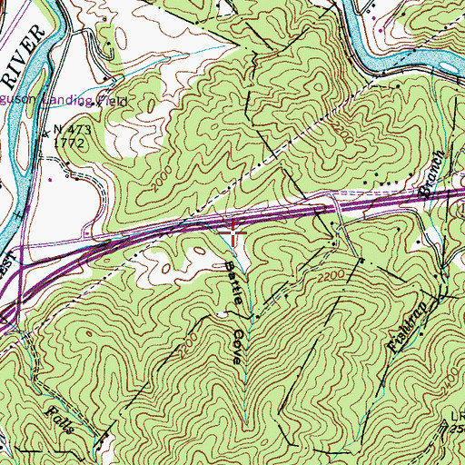 Topographic Map of Battle Cove, NC