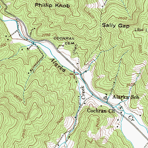 Topographic Map of Battle Creek, NC