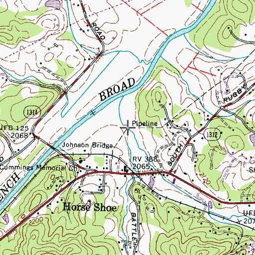 Topographic Map of Battle Creek, NC