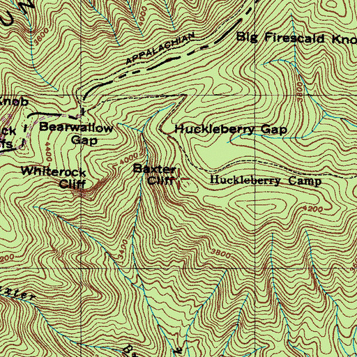 Topographic Map of Baxter Cliff, NC