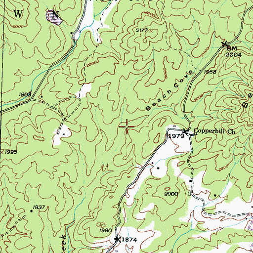 Topographic Map of Beach Cove, NC