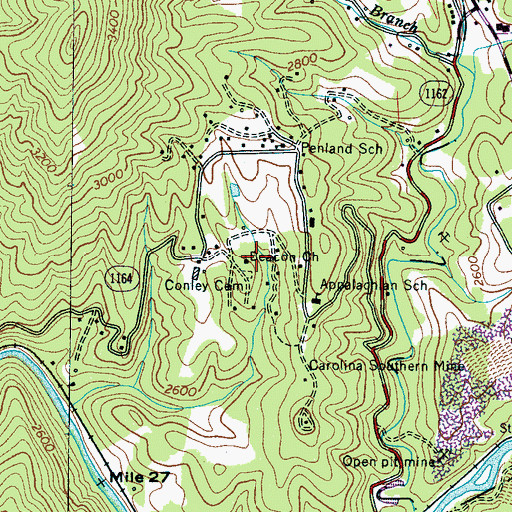 Topographic Map of Beacon Church, NC