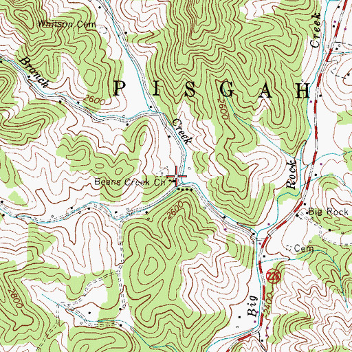 Topographic Map of Beans Creek Church, NC