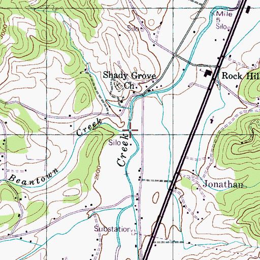 Topographic Map of Beantown Creek, NC
