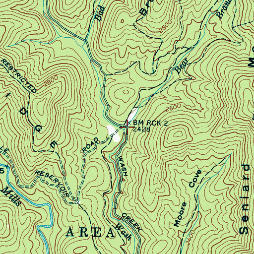 Topographic Map of Bear Branch, NC