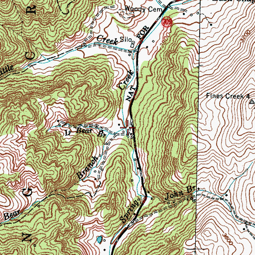 Topographic Map of Bear Branch, NC