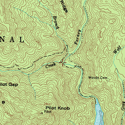 Topographic Map of Bear Creek, NC