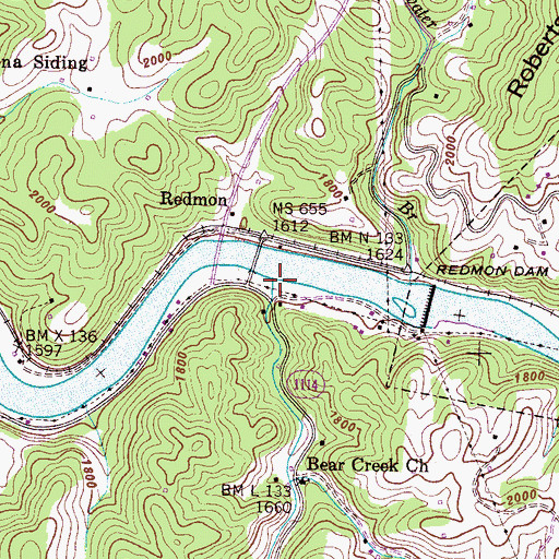 Topographic Map of Bear Creek, NC