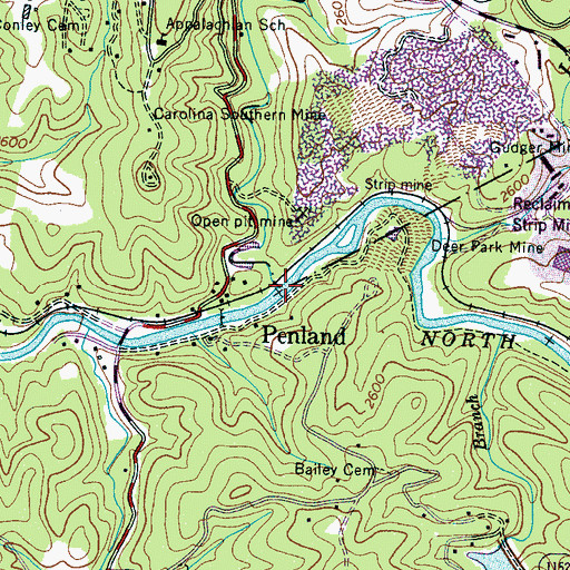 Topographic Map of Bear Creek, NC