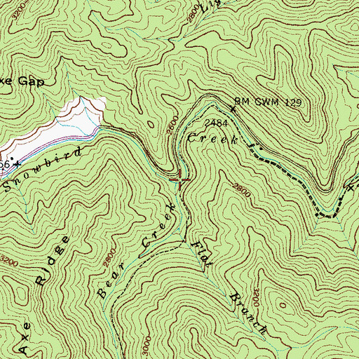 Topographic Map of Bear Creek, NC