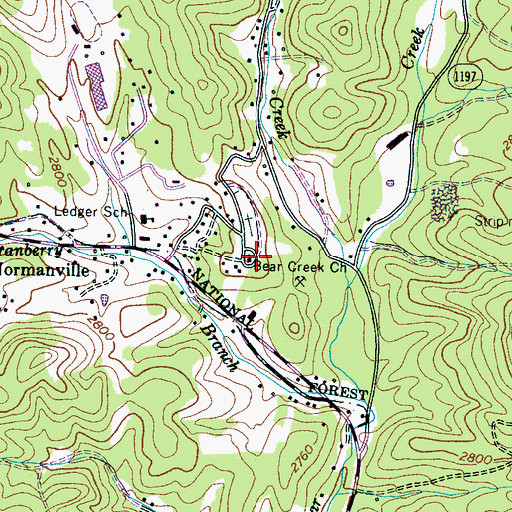 Topographic Map of Bear Creek Church, NC