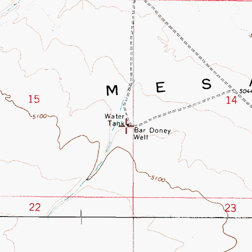 Topographic Map of Bar Doney Well, AZ