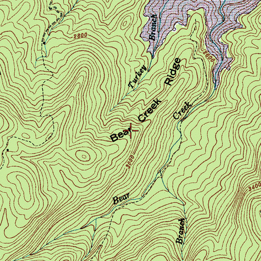 Topographic Map of Bear Creek Ridge, NC