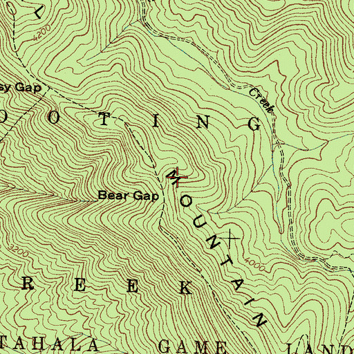 Topographic Map of Bear Gap, NC