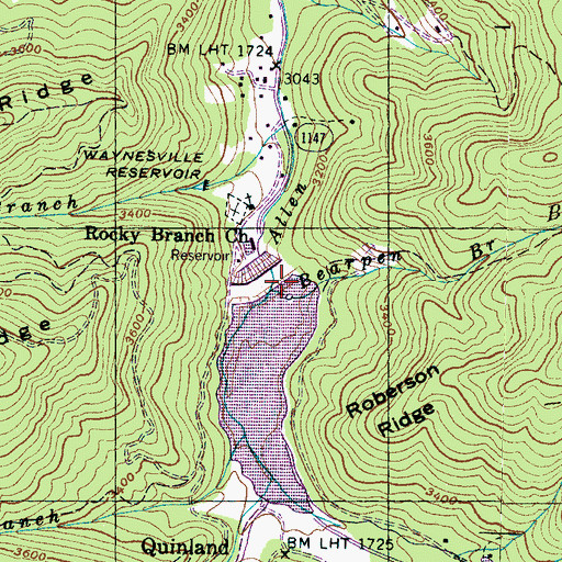 Topographic Map of Bearpen Branch, NC