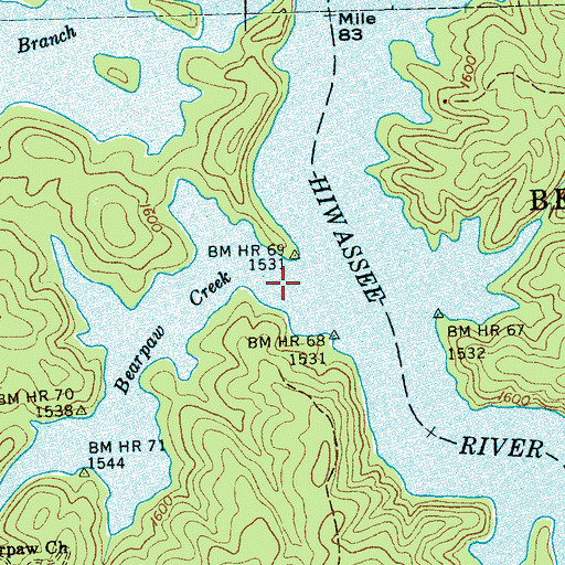 Topographic Map of Bearpen Creek, NC