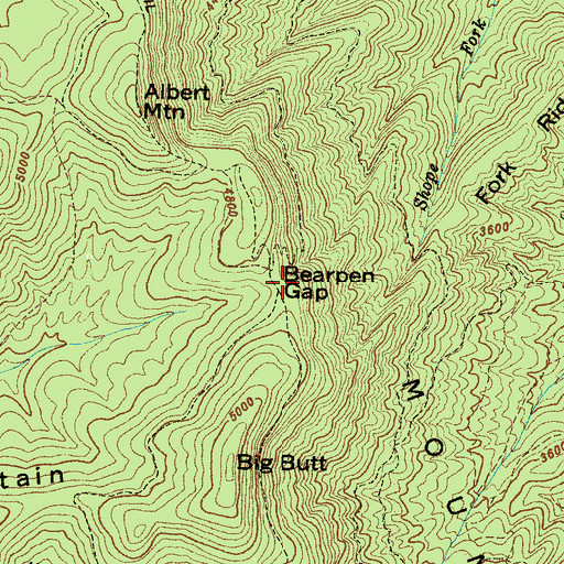 Topographic Map of Bearpen Gap, NC