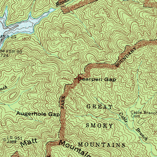 Topographic Map of Bearpen Gap, NC
