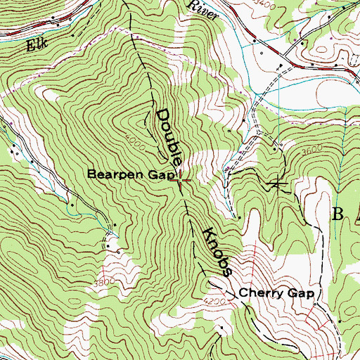 Topographic Map of Bearpen Gap, NC