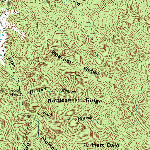 Topographic Map of Bearpen Ridge, NC