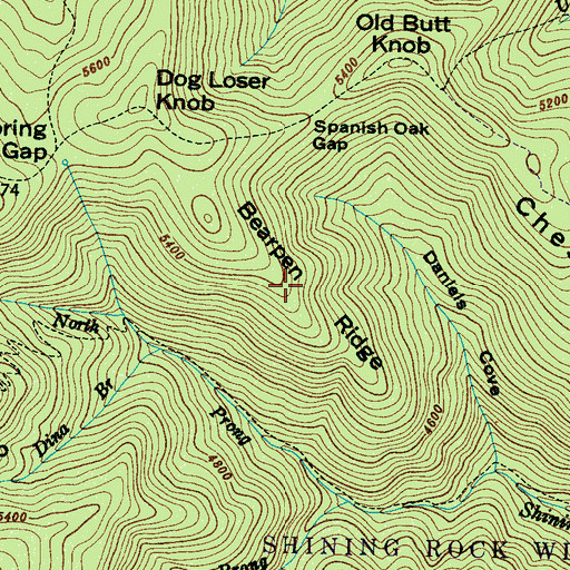 Topographic Map of Bearpen Ridge, NC