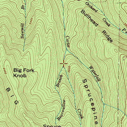 Topographic Map of Bearwallow Branch, NC