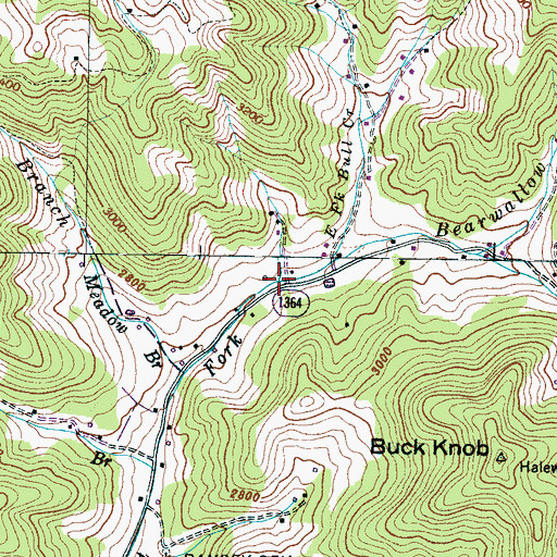 Topographic Map of Bearwallow Branch, NC