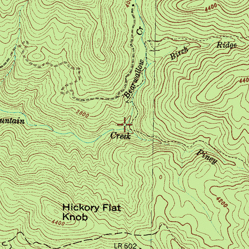 Topographic Map of Bearwallow Creek, NC