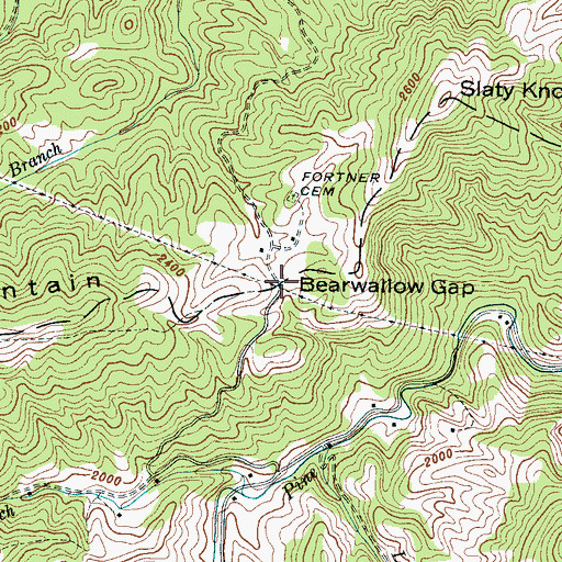 Topographic Map of Bearwallow Gap, NC