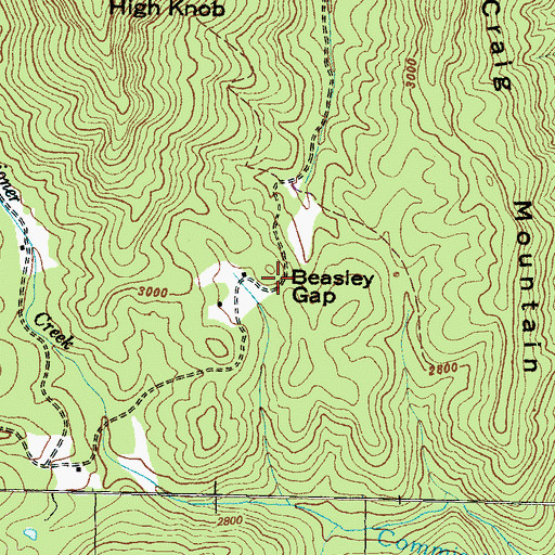 Topographic Map of Beasley Gap, NC
