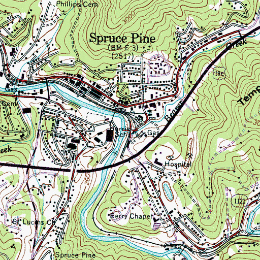 Topographic Map of Beaver Creek, NC