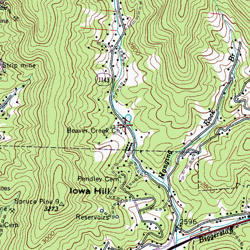 Topographic Map of Beaver Creek Church, NC