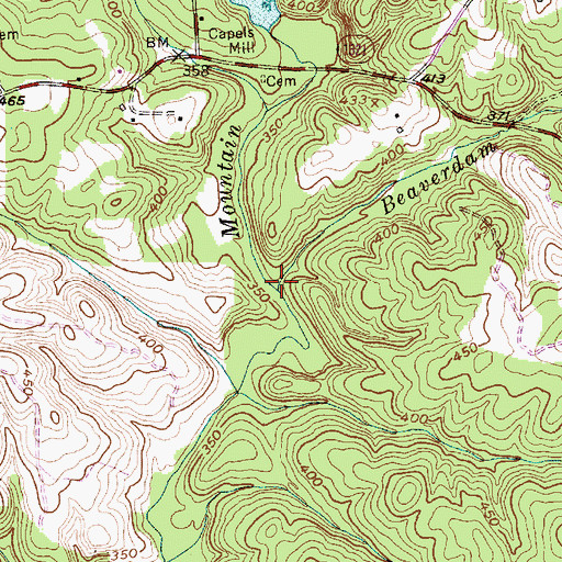 Topographic Map of Beaverdam Creek, NC