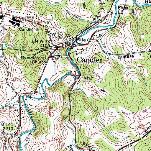 Topographic Map of Beaverdam Creek, NC