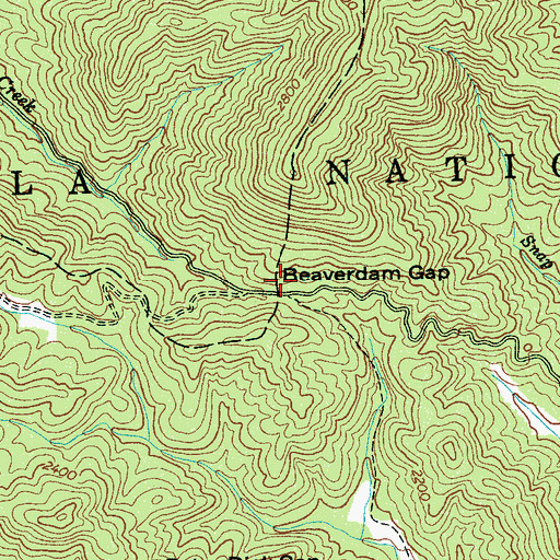 Topographic Map of Beaverdam Gap, NC