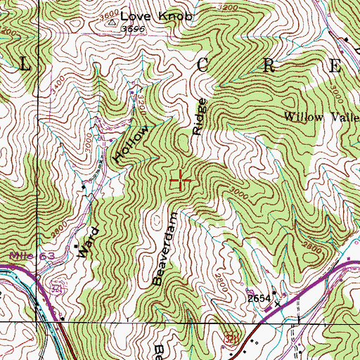 Topographic Map of Beaverdam Ridge, NC