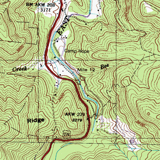 Topographic Map of Bee Branch, NC