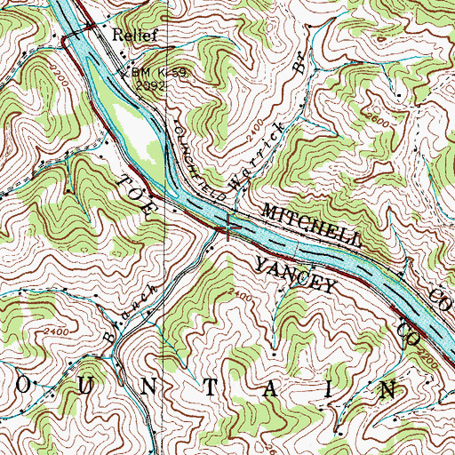 Topographic Map of Bee Branch, NC