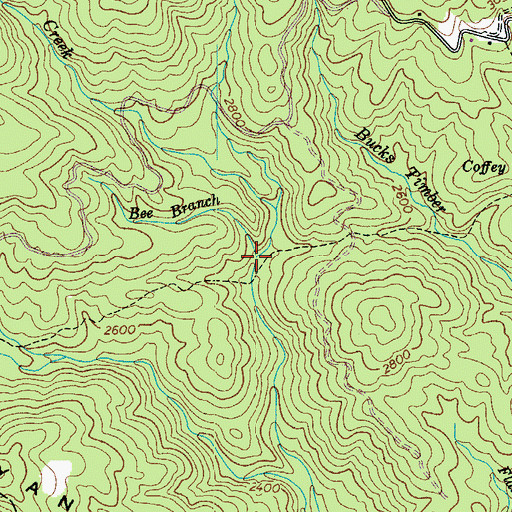 Topographic Map of Bee Branch, NC