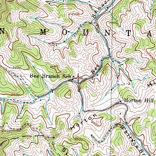 Topographic Map of Bee Branch School, NC